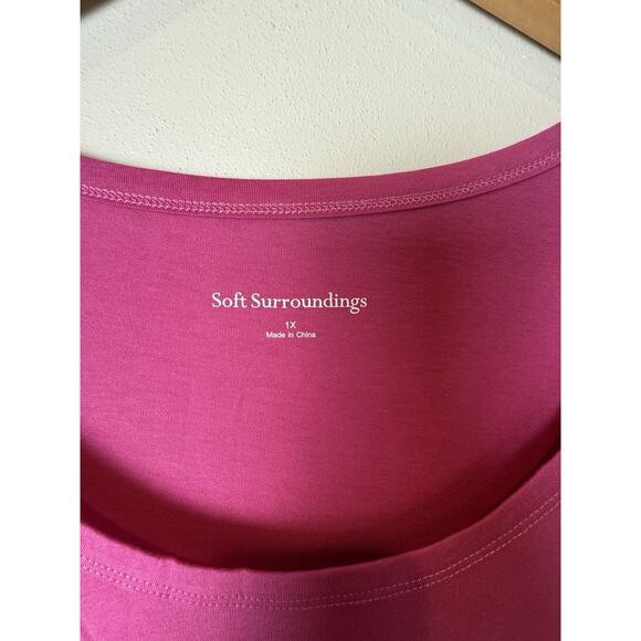 NWT Soft Surroundings Santiago Maxi Dress Fuchsia Pink Pockets Minimalist 1X XL - Picture 4 of 6